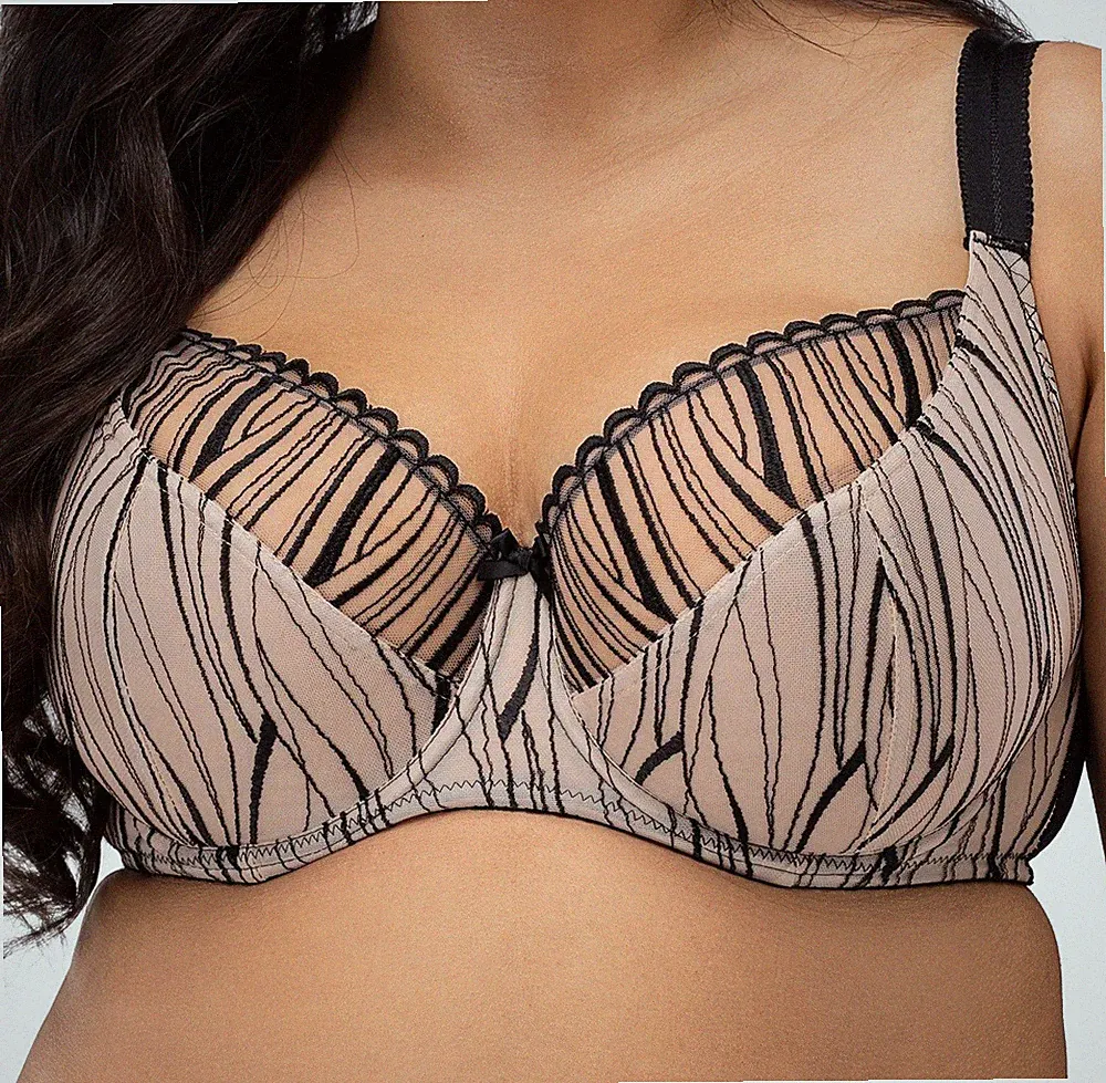 Nessa Bügel BH schwarz beige große Cup Größen starker Halt breite Träger Dessous