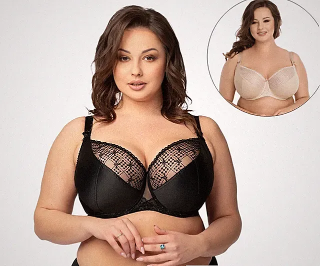 Nessa Bügel BH schwarz beige ungepolstert Spitze Damen große Größen Komfort