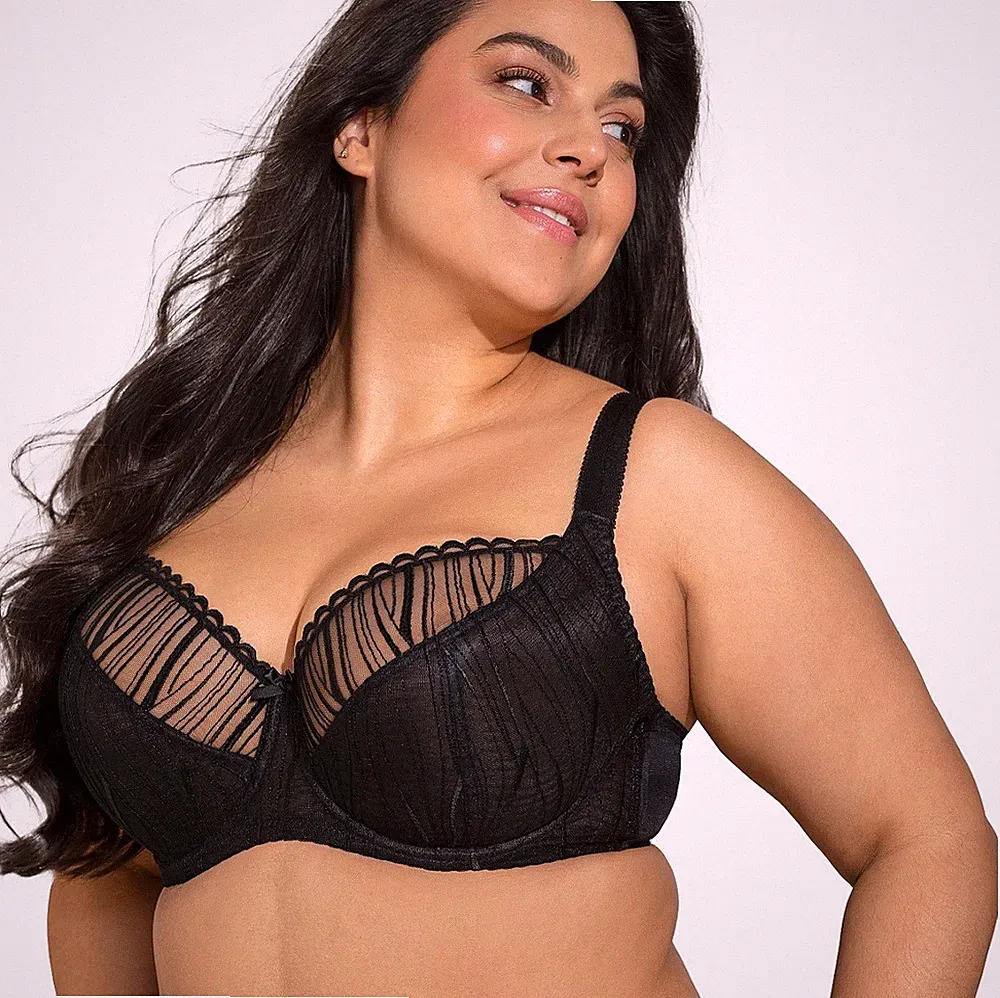 Nessa Bügel BH schwarz große Größen breite Träger ungepolstert Komfort Dessous