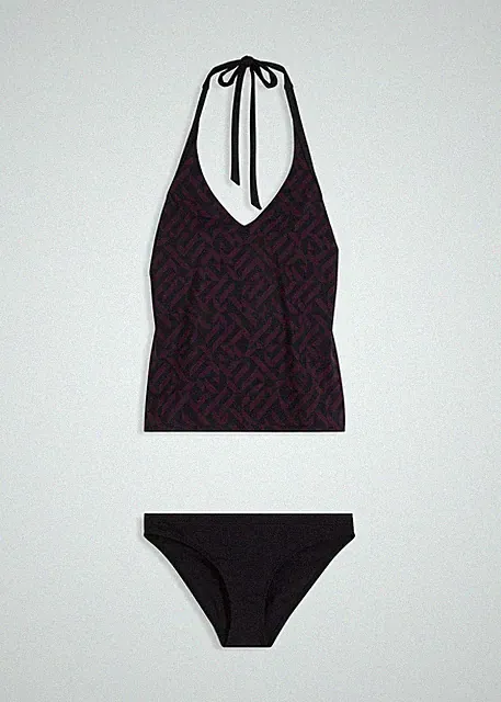 Neu 1-tlg Tankini-Oberteil Gr 40 Schwarz Dunkellila Bademode Schwimm-Bra Bade-BH