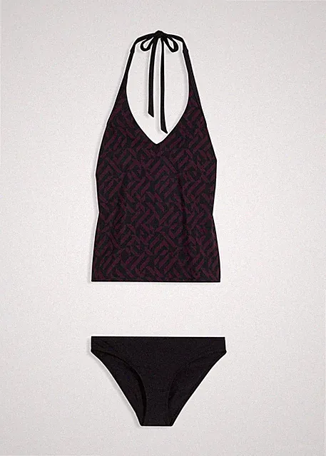 Neu 1-tlg Tankini-Oberteil Gr 42 Schwarz Dunkellila Bademode Schwimm-Bra Bade-BH