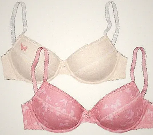 NEU 2 STÜCK BÜGEL BH 85% Baumwolle 75 D PETITE FLEUR creme + rosa *730442