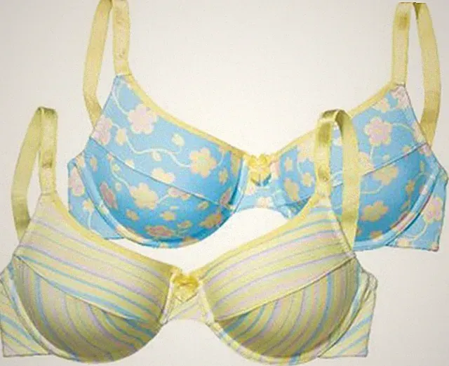 NEU 2 STÜCK BÜGEL BH BAUMWOLLE 75 D PETITE FLEUR 1x print + 1x gestreift *417227