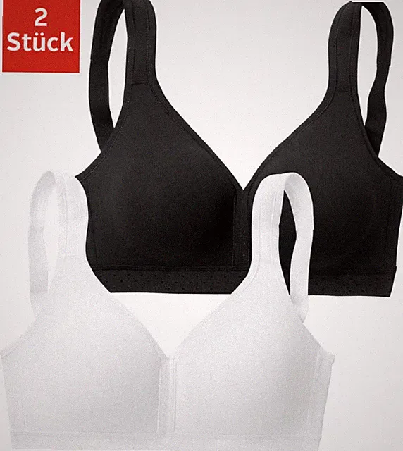 NEU 2 STÜCK ENTLASTUNGS BH BAUMWOLLE 75 D PETITE FLEUR weiß+schwarz *73429737