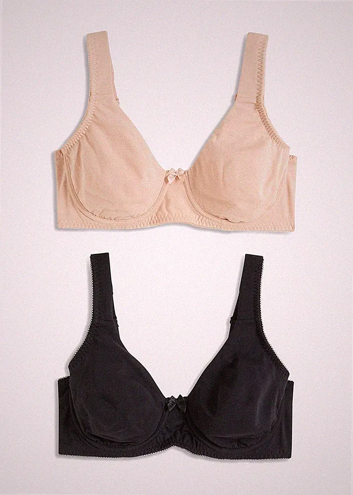 Neu 2 Stück T-Shirt-BH Gr. (90) E Schwarz Taupe Damen-Unterwäsche