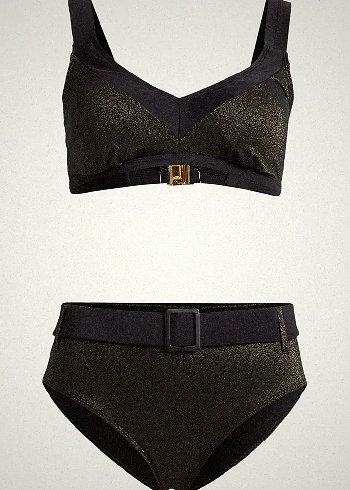 Neu 2-tlg Exklusiver Bikini Gr. 38 Schwarz Damen-Bademode Schwimm-Bade-BH