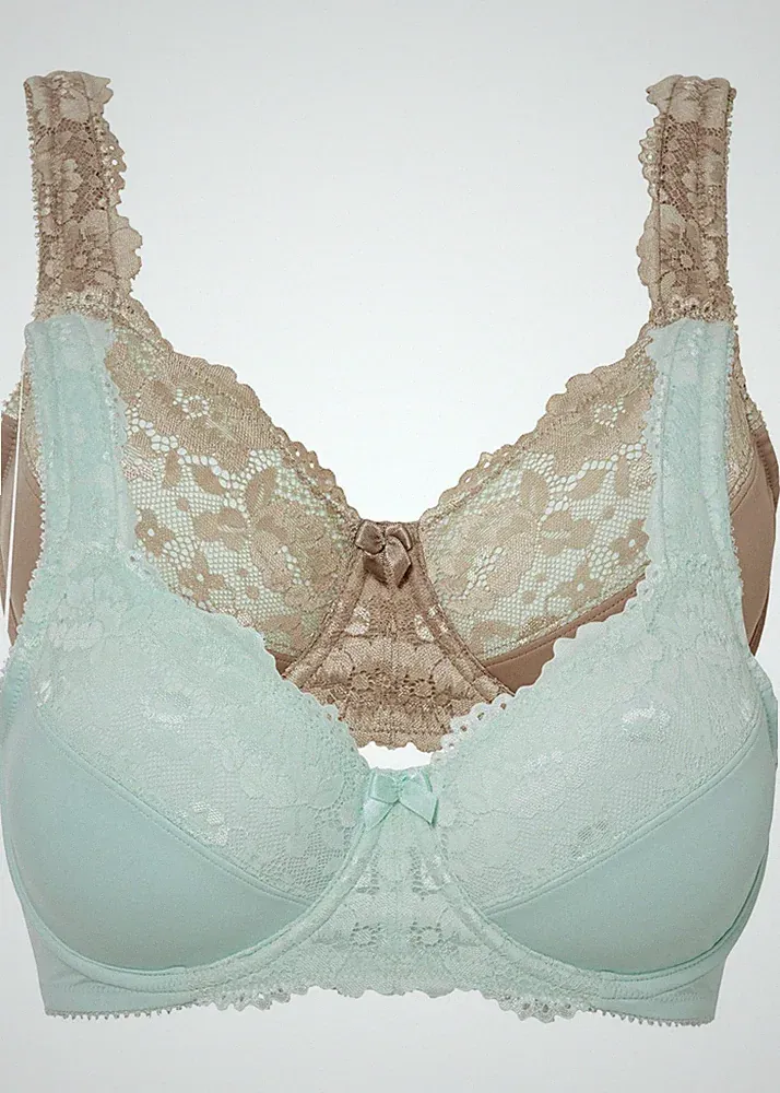 Neu 2er Pack Minimizer BH Bügel Gr. 100 Cup D Pastellmint Graubraun Bra Oberteil