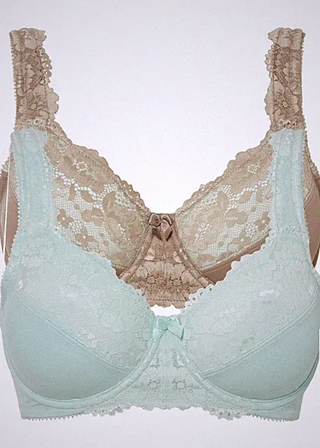 Neu 2er Pack Minimizer BH Bügel Gr. 105 Cup D Pastellmint Graubraun Bra Oberteil