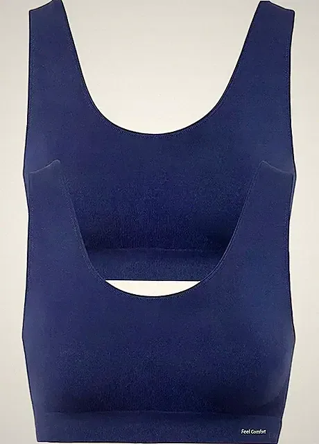 Neu 2er-Pack nahtlose Feel Comfort-BHs Gr. L Blau Damen-Bra Oberteil Dessous