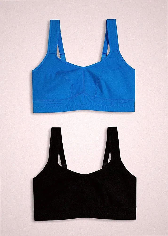 Neu 2er Pack Sport-BH Gr. 100 Cup C Schwarz Blau Bustier Damen-Oberteil