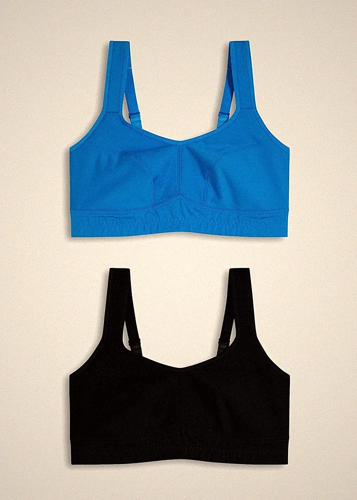 Neu 2er Pack Sport-BH Gr. 90 Cup C Schwarz Blau Bustier Damen-Oberteil