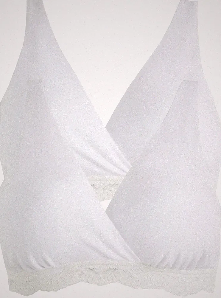 Neu 2er Pack Still-BH ohne Bügel mit Bio-Baumwolle Gr. 36/38 Weiß Bra Oberteil