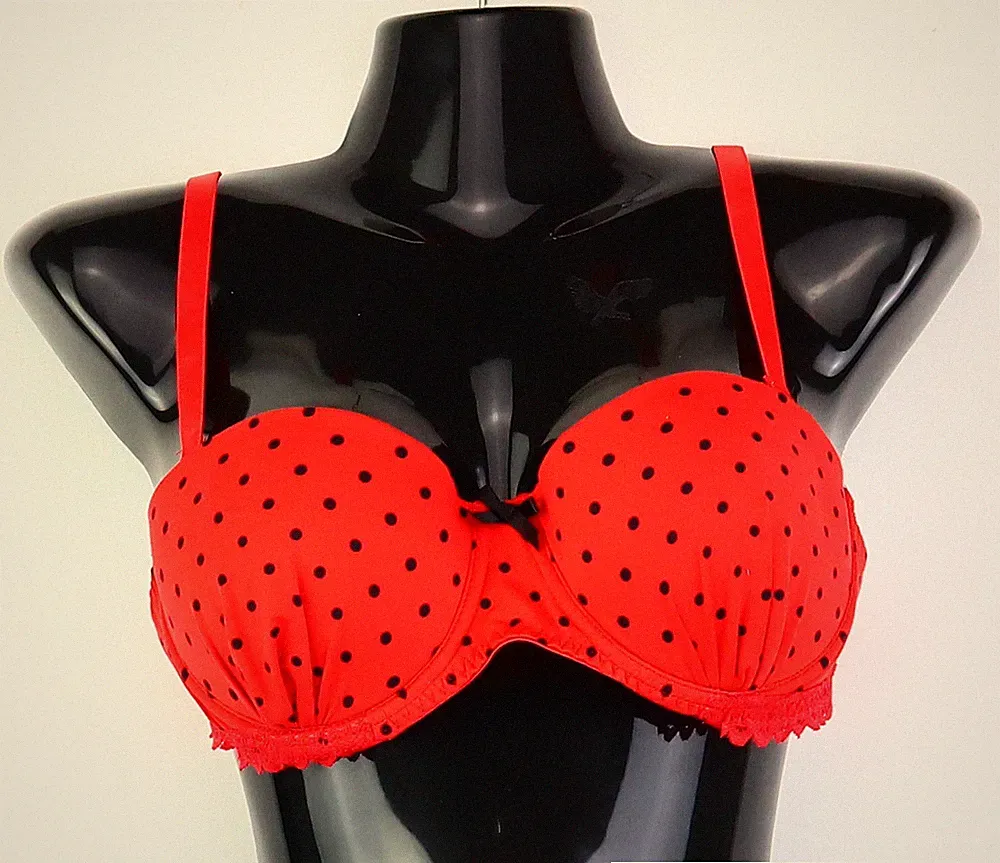 Neu Balconette-BH im 2er-Pack Gr. 80 (B) Schwarz/Rot Schwarz Damen-Dessous