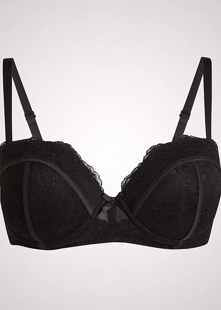 Neu Balconette BH m Bügel Gr. 85 Cup D Schwarz Unterwäsche Bra Unterhemd Dessous