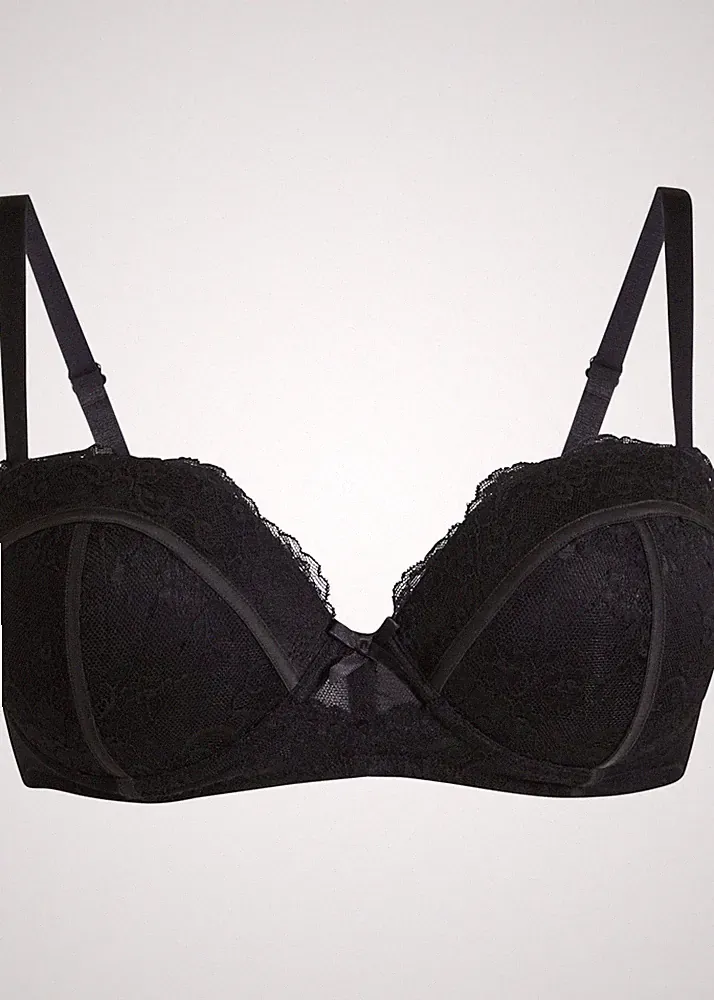 Neu Balconette BH m Bügel Gr. 90 Cup D Schwarz Unterwäsche Bra Unterhemd Dessous