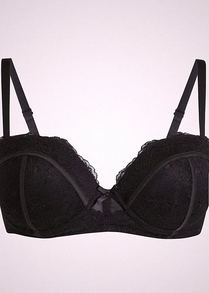 Neu Balconette BH m Bügel Gr. 95 Cup D Schwarz Unterwäsche Bra Unterhemd Dessous