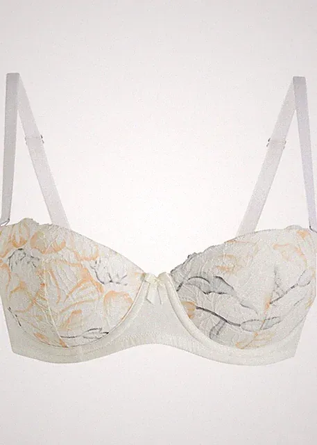 Neu Balconette BH mit Bügel Gr. (75) E Wollweiß Grau Damen-Bra Unterwasche