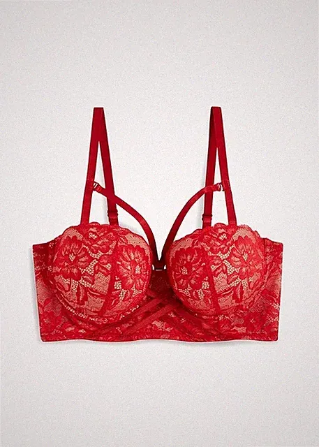 Neu Balconette BH mit Bügel Gr. 85 Cup D Dunkelrot Unterwasche Bra Unterhemd