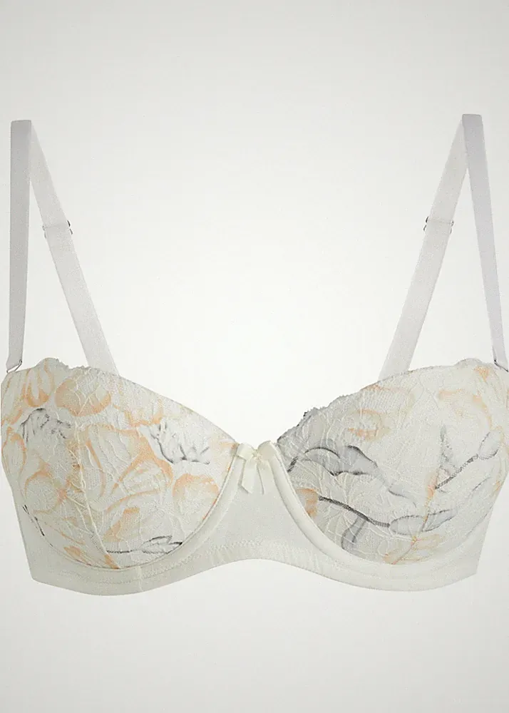 Neu Balconette BH mit Bügel Gr. (85) E Wollweiß Grau Damen-Bra Unterwasche
