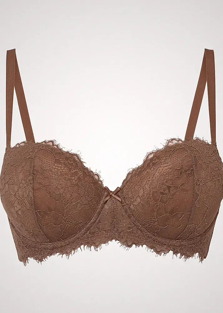Neu Balconette-BH mit Bügel Gr. 95 Cup E Braun Bra Unterwäsche Oberteil Dessous