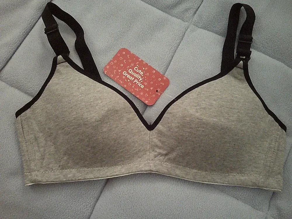 Neu Baumwolle grau Stillen Füttern Drop Cup BH Größe Large