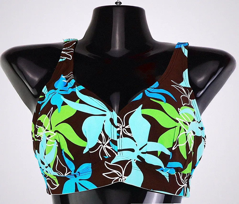 Neu Bikini Oberteil Gr. 38 (75) D Türkis/Braun Damen Schwimm-Bade-BH