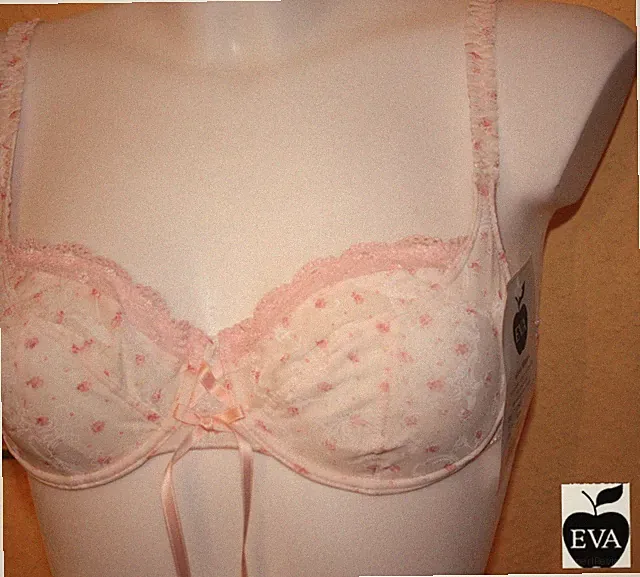 NEU BLÜMCHEN BÜGEL BH mit SPITZE SATIN SCHNÜRUNG 95 E EVA MAXI rosa *863906