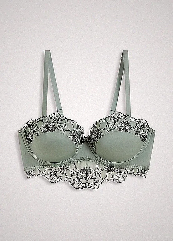 Neu Bügel-Balconette-BH Gr. 75 Cup B Graugrün Damen Bra Unterwäsche
