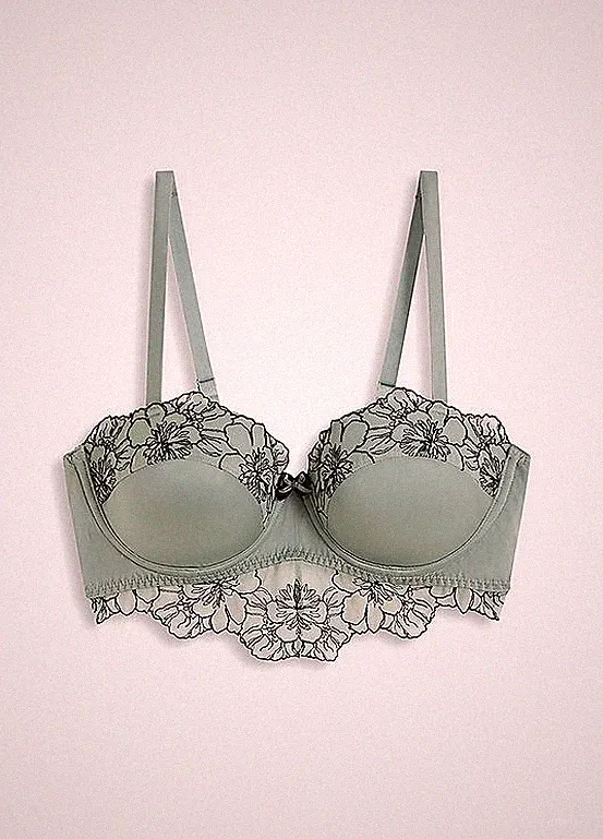 Neu Bügel-Balconette-BH Gr. 95 Cup B Graugrün Damen Bra Unterwäsche