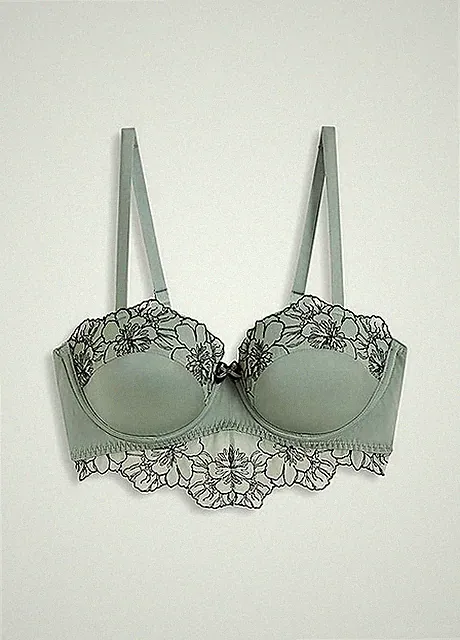 Neu Bügel-Balconette-BH Gr. 95 Cup C Graugrün Damen Unterwäsche Oberteil