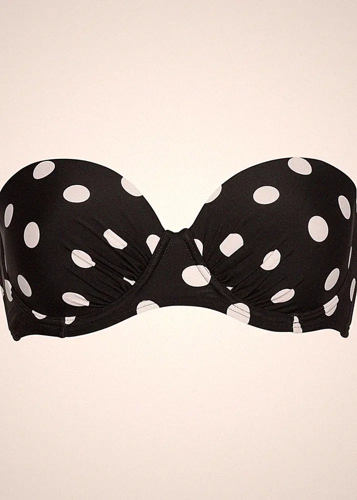 Neu Bügel Bikini Oberteil Gr. (70) C Schwarz Weiß Damen Schwimm-Bade-BH