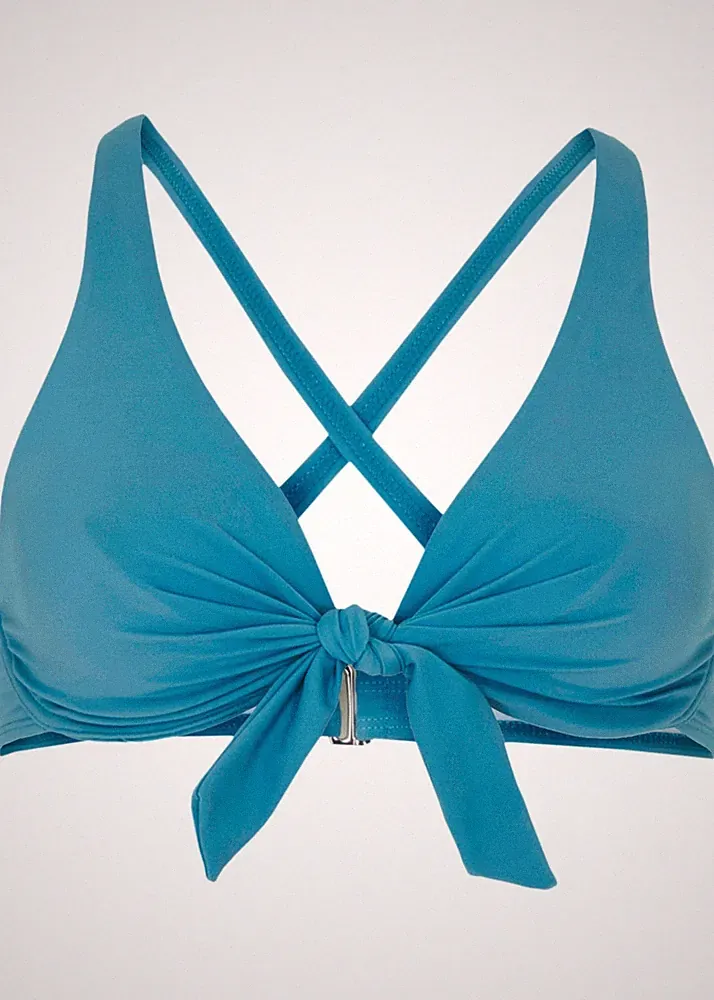 Neu Bügel Bikini Oberteil Gr. 75 Cup D Graublau Damen-Bademode Bade-BH
