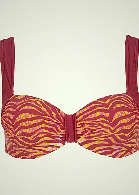 Neu Bügel Bikini Oberteil Gr. (85) C Beere Zebra Bedruckt Damen-Bademode Bade-BH