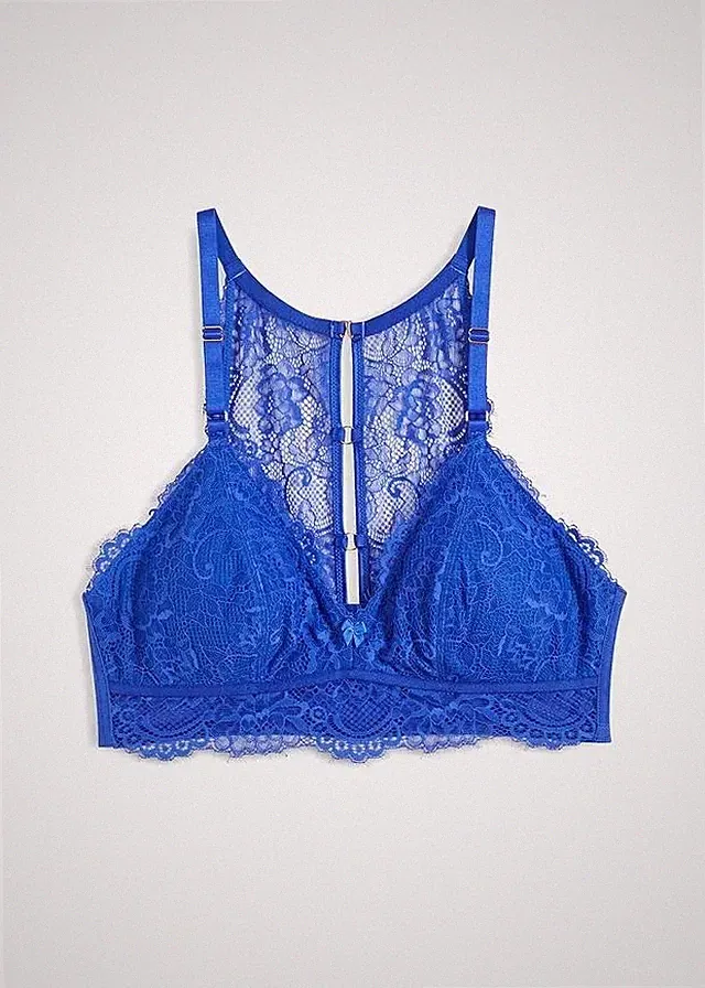 Neu Bügelloser Bustier-BH Gr. 36 Azurblau Unterwasche Bra Unterhemd Oberteil