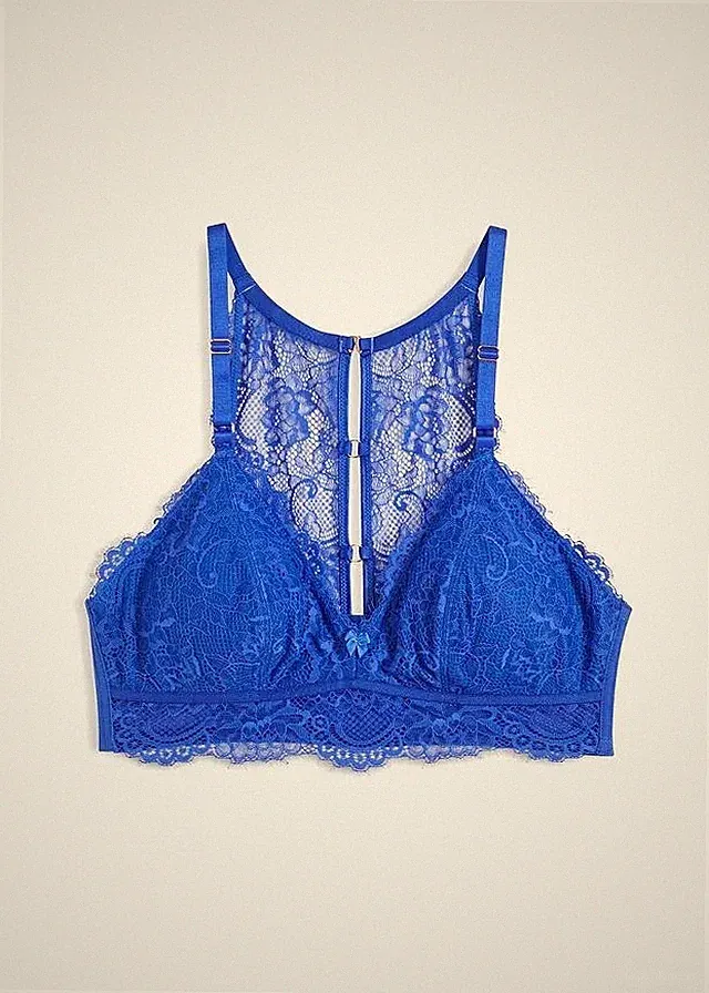 Neu Bügelloser Bustier-BH Gr. 38 Azurblau Unterwasche Bra Unterhemd Oberteil