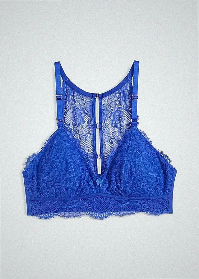 Neu Bügelloser Bustier-BH Gr. 40 Azurblau Unterwasche Bra Unterhemd Oberteil