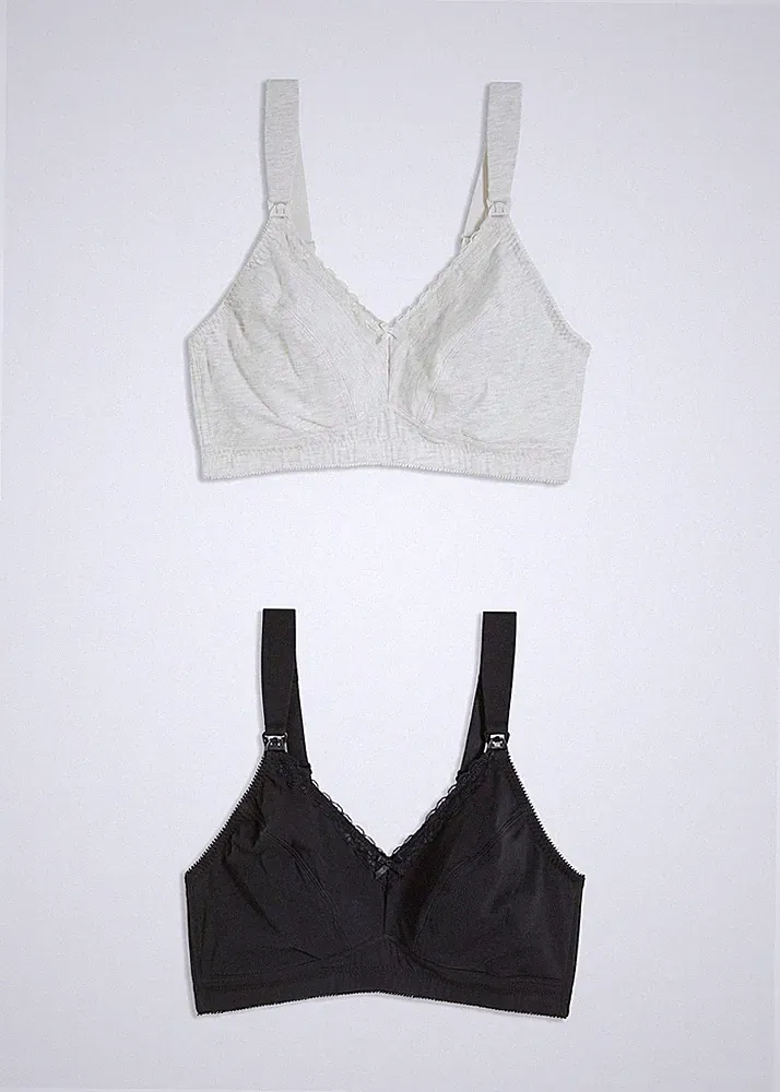 Neu Bügelloser Still-BH Gr. (100) G Schwarz Grau Damen-Bra Oberteil Dessous