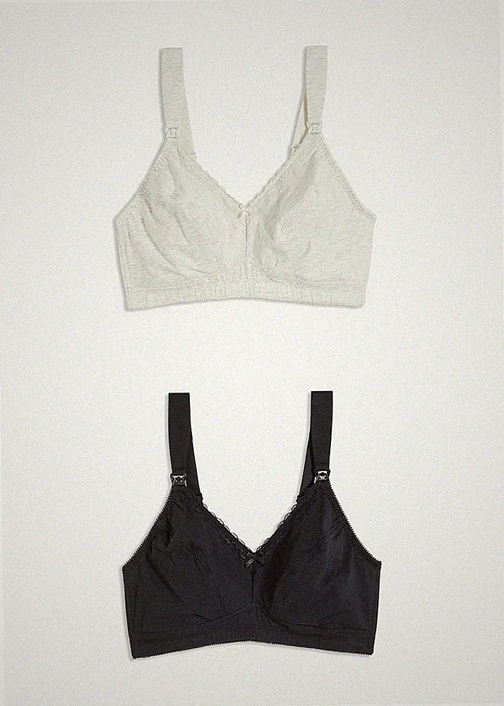 Neu Bügelloser Still-BH Gr. (95) G Schwarz Grau Damen-Bra Oberteil Dessous