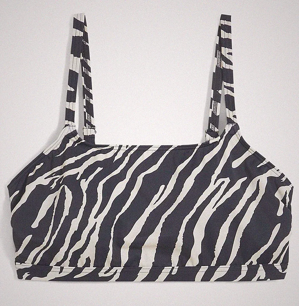 Neu Bustier Bikini Oberteil Gr. 38 Schwarz Beige Zebra Damen-Bademode Bade-BH