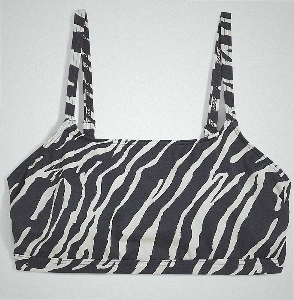 Neu Bustier Bikini Oberteil Gr. 40 Schwarz Beige Zebra Damen-Bademode Bade-BH