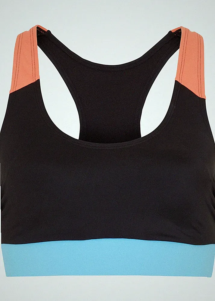 Neu Bustier Bikini Oberteil Gr. 40 Türkis Schwarz Bademode Schwimm-Bra Bade-BH