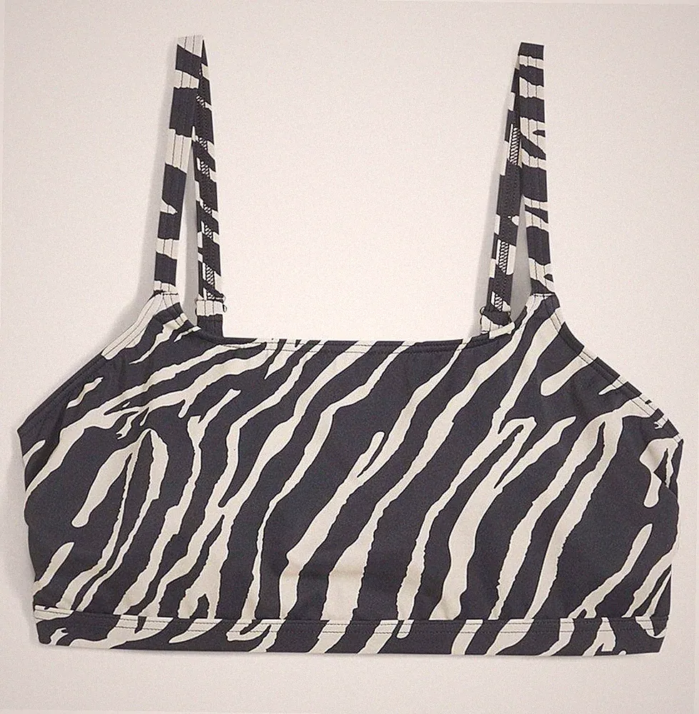 Neu Bustier Bikini Oberteil Gr. 42 Schwarz Beige Zebra Damenbademode Bade-BH