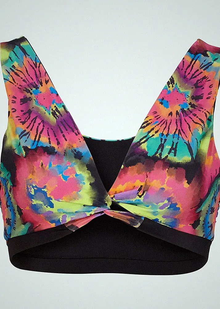 Neu Bustier Bikini Oberteil zum Wenden nachhaltig Gr 36 Bunt Schwarz Bade BH Bra
