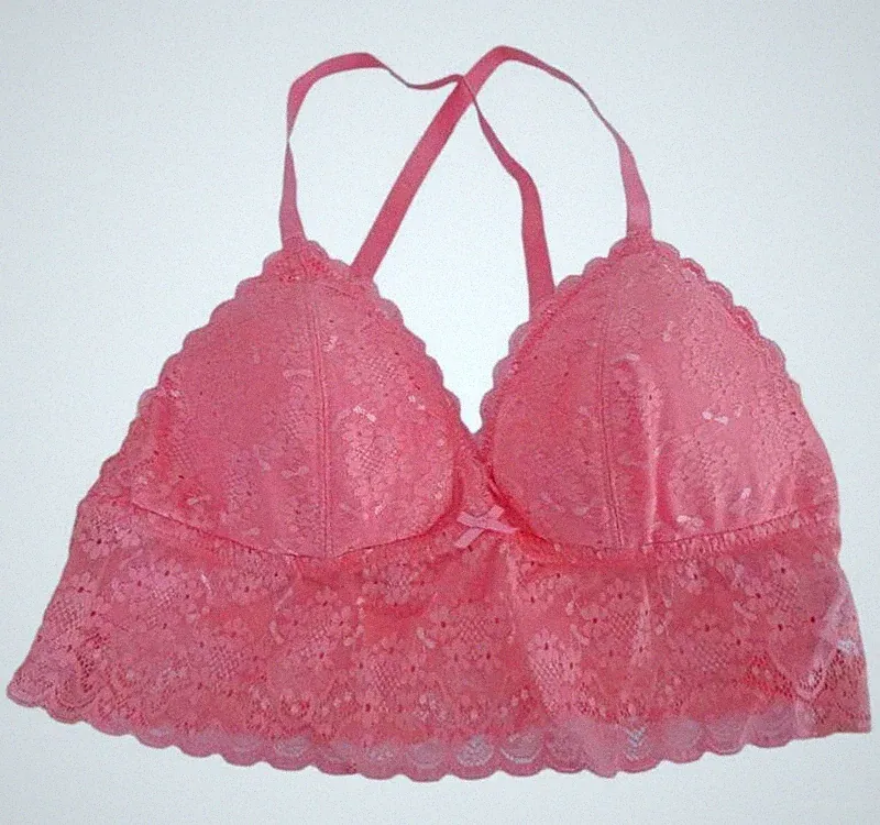 NEU Damen Triangel BH rosa mit Spitze ohne Bügel leicht gepolsterte Cups Gr. 42