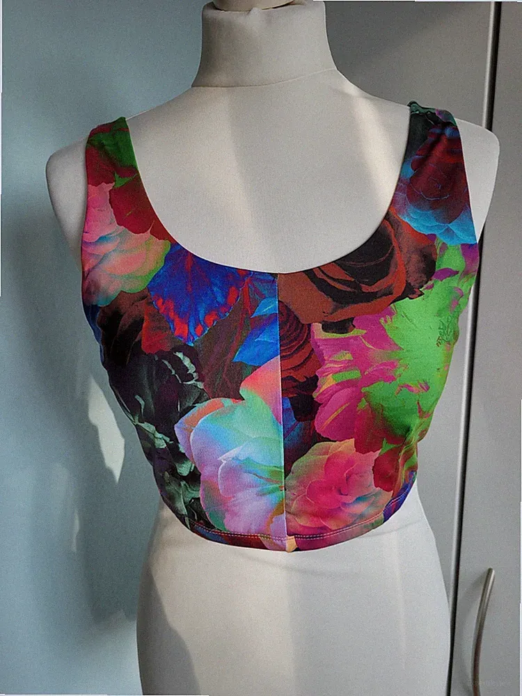 NEU ❗️Desigual Damen Cropped Trägershirt Top Sport BH Bustier Blumen Bunt Gr L