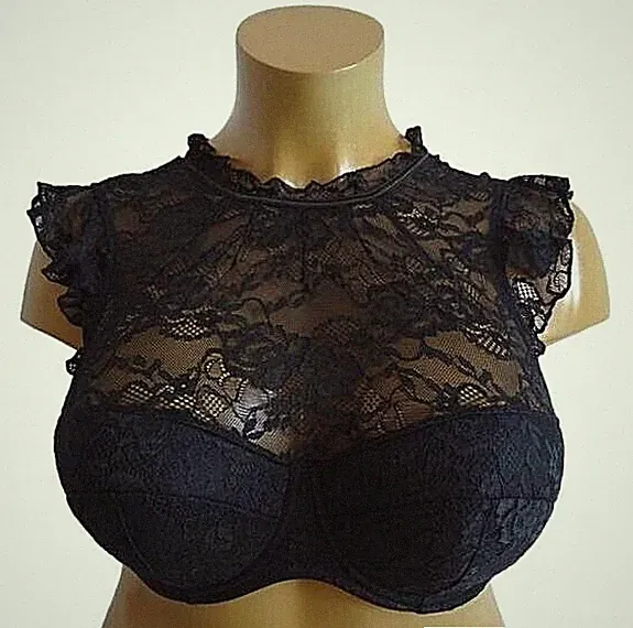 NEU eleganter Bügel BH schwarz mit toller Spitze geformte Cups Gr. 80 (40) Cup F