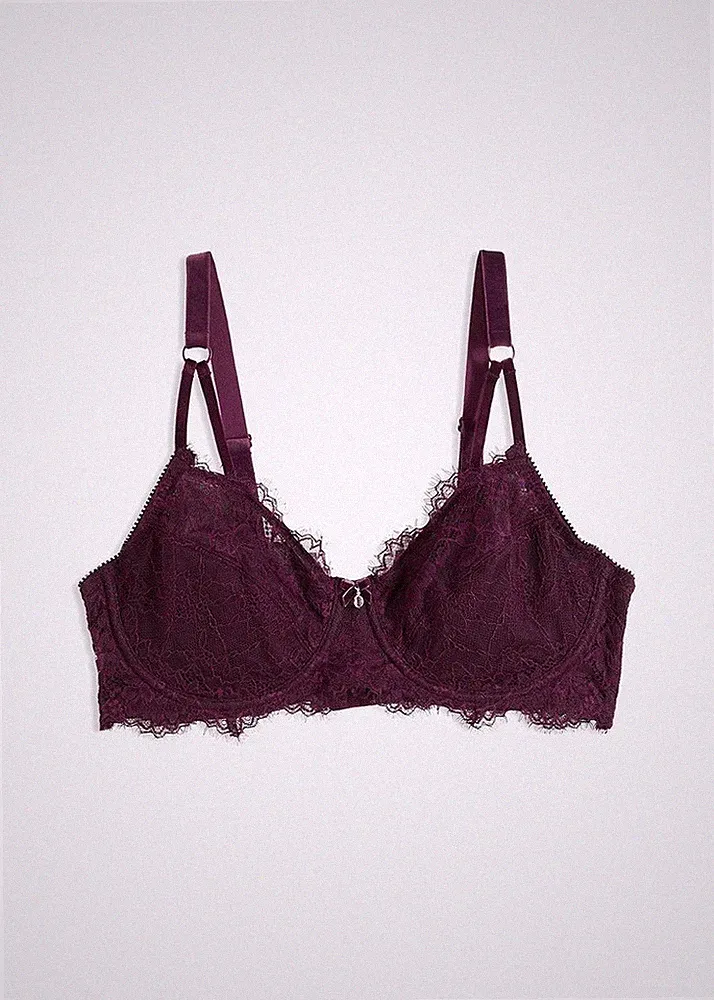 Neu Eleganter Minimizer BH mit Spitze Gr. (90) F Lila Damen-Bra Oberteil Dessous