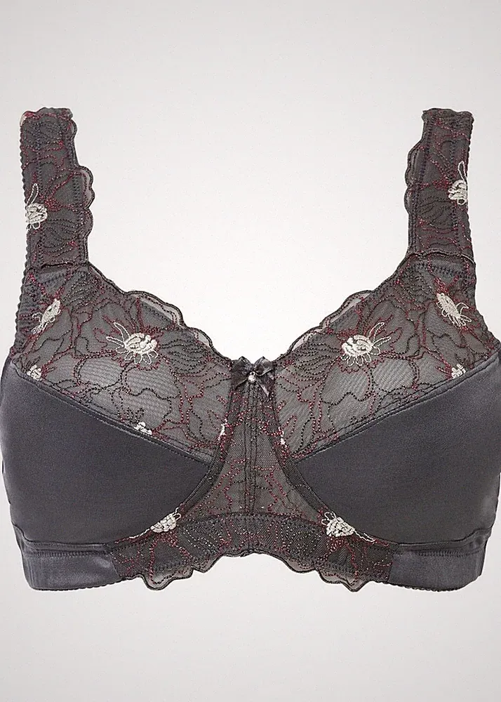 Neu Entlastungs BH Gr. (100) G Anthrazit Unterwäsche Bra Dessous Unterhemd
