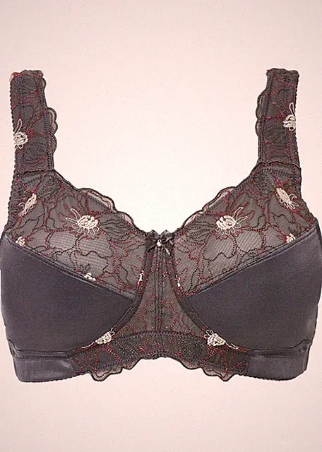 Neu Entlastungs BH ohne Bügel Gr. 110 Cup F Anthrazit Weiß Rosa Bra Unterhemd