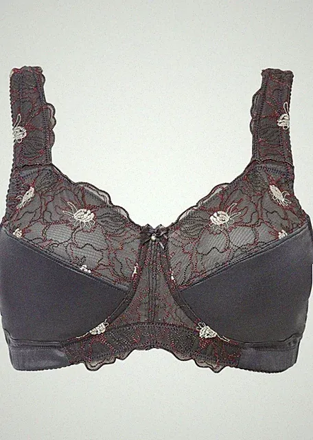 Neu Entlastungs BH ohne Bügel Gr. 90 Cup F Anthrazit Weiß Rosa Bra Unterhemd